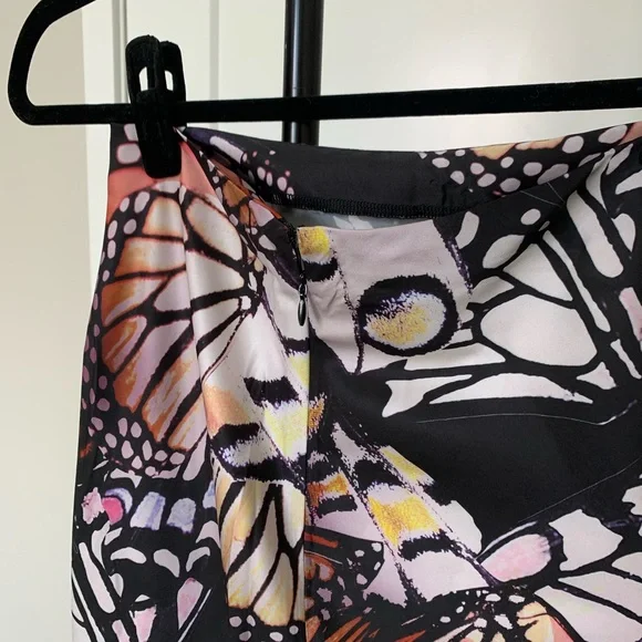 Multicolored Satin Butterfly Printed Maxi Skirt - Picture 2 of 4